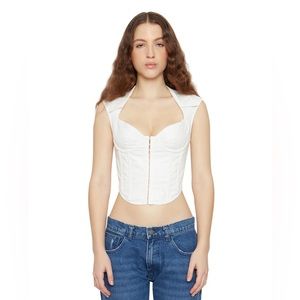 Danielle Guizio collared bustier top white Medium